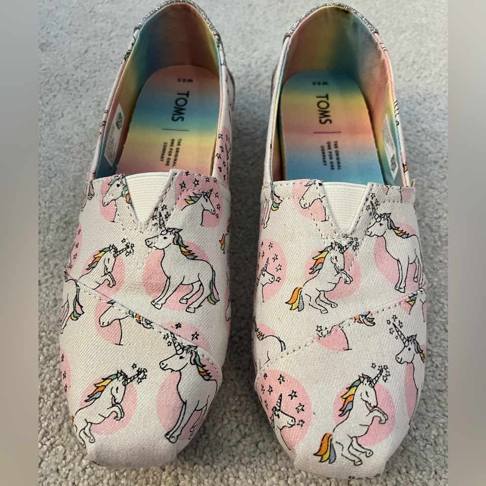 Toms glitter unicorn slip on